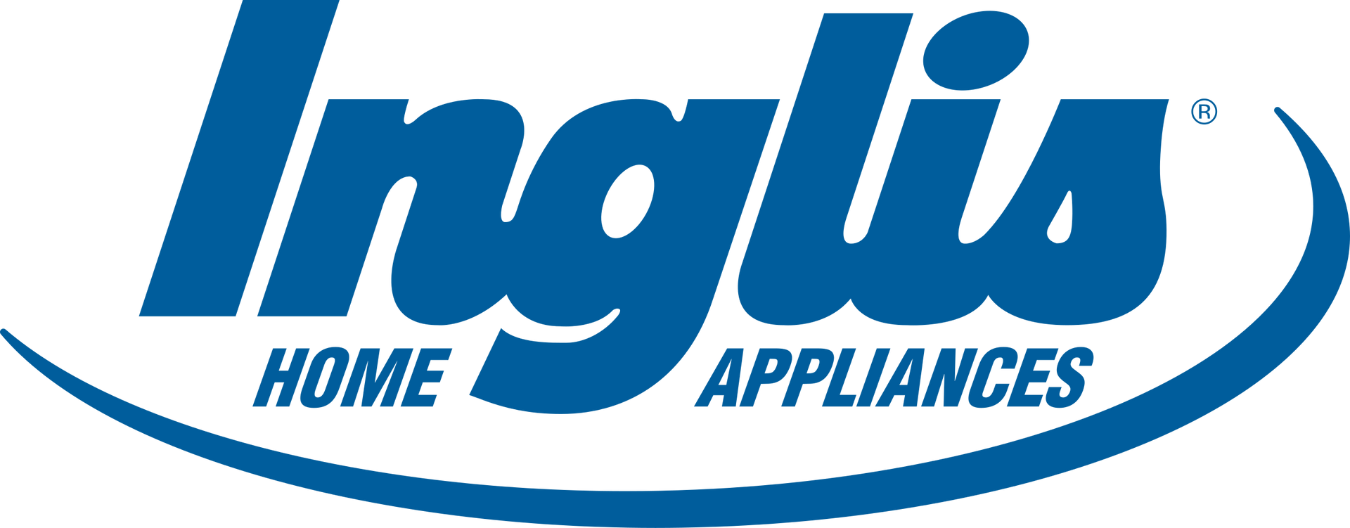 Inglis Home Appliances logo in blue with a curved underline
