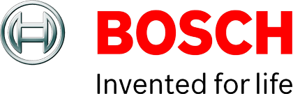 Bosch logo with gray emblem, red “BOSCH” text, and “Invented for life” tagline on white background