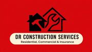 DR Construction Services logo on red background