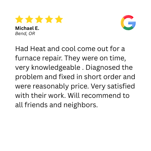 Google review by Michael E. from Bend, OR. He praises a company for being on time, 