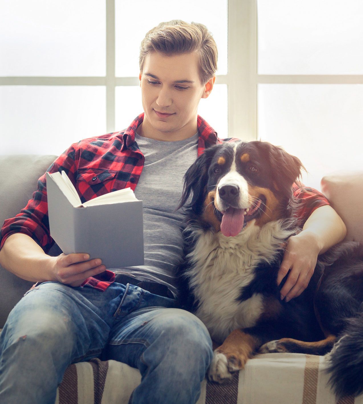 Man And Dog Sitting — Randleman, NC — Evans Air Services Inc. Man And Dog Sitting — Randleman, NC — Evans Air Services Inc.