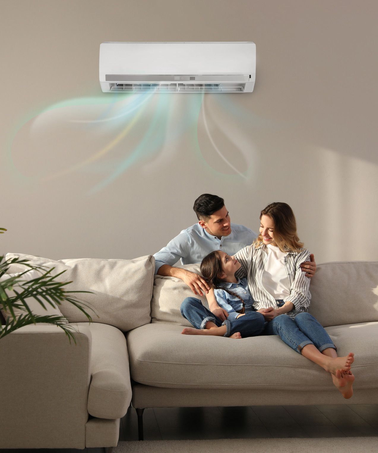Family Under Air Conditioner — Randleman, NC — Evans Air Services Inc. Family Under Air Conditioner — Randleman, NC — Evans Air Services Inc.