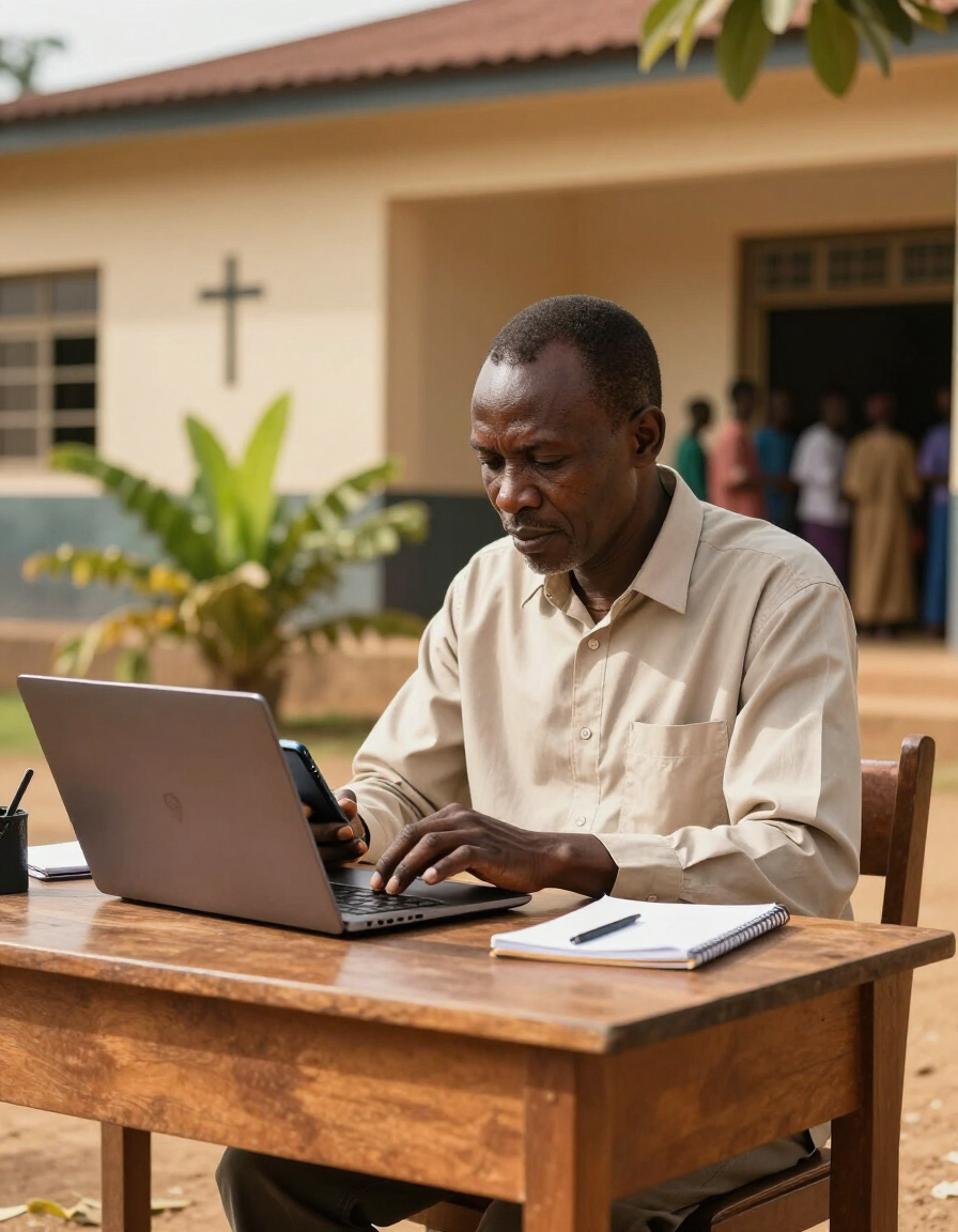 East African ministry leader using the discipleship software