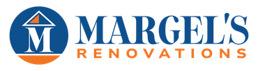 Margel's Renovations logo with blue and orange emblem and bold text