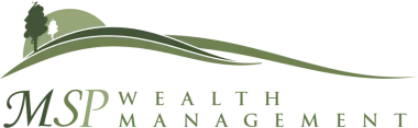 The logo for msp wealth management shows a person standing on top of a hill.