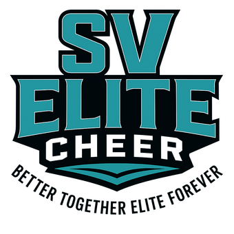 SV Elite Cheer logo with teal and black text. 