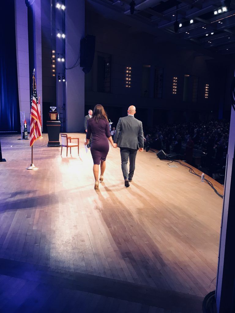 The Rustrums walking onto the stage