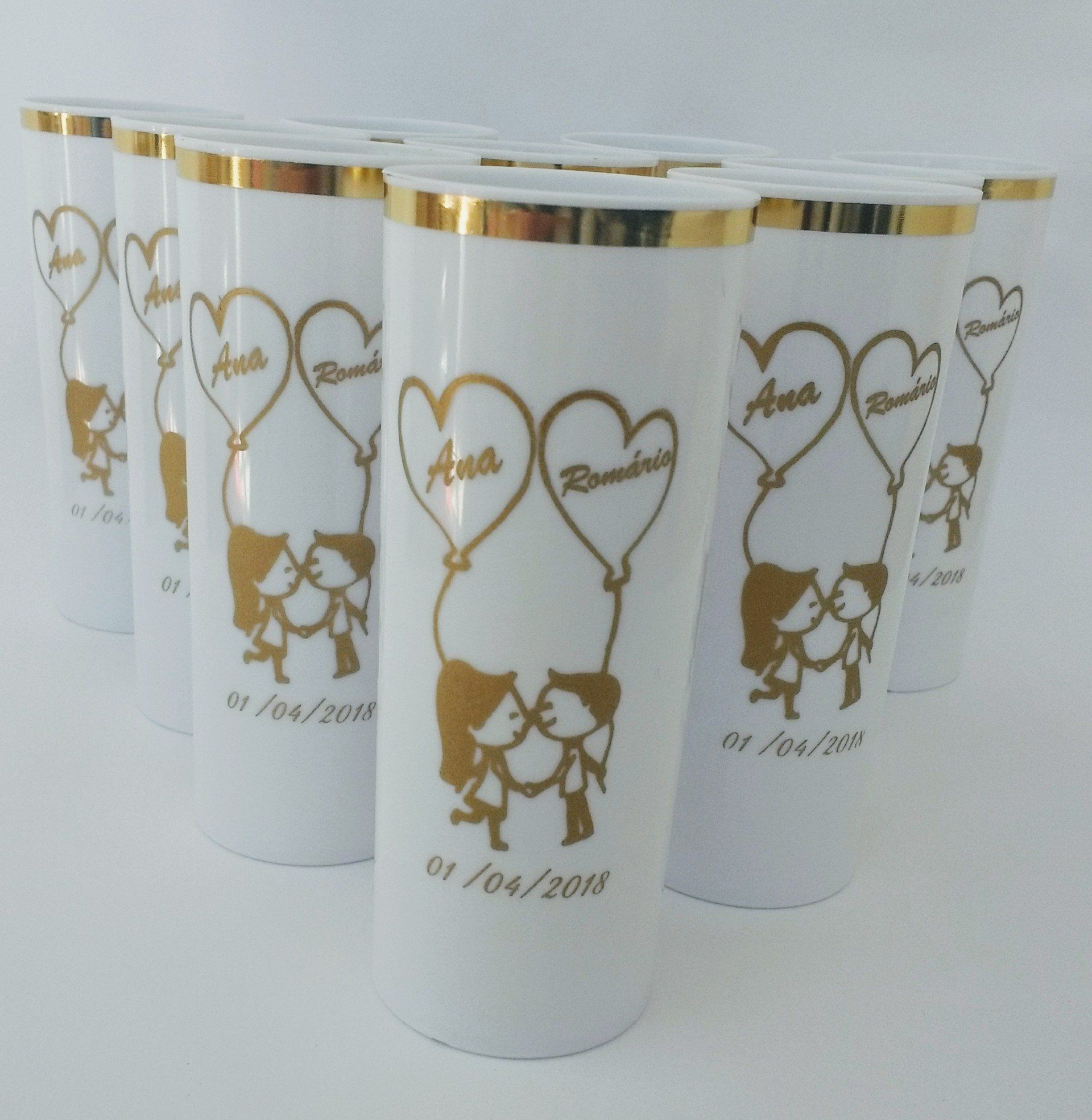 Copo long drink com borda metalizada