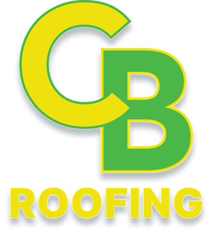 CB Roofing logo in yellow and green text on a white background