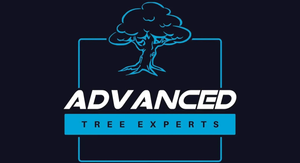 Logo for Advanced Tree Experts with a blue tree icon and white text on a dark background