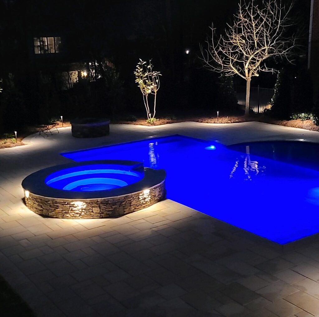 Blue Pool With lights — Farley Avenue Leeds, AL  — The Nelson Team
