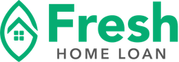 Fresh Home Loan logo with green house icon and teal text on white background
