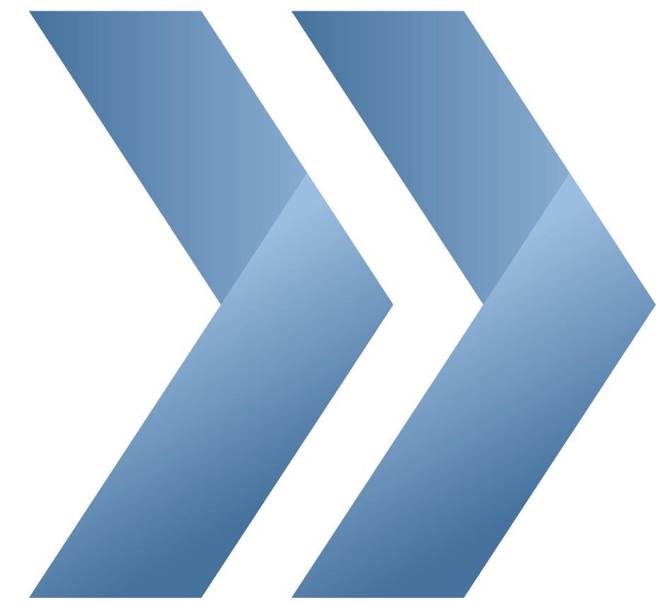 Two blue chevrons pointing to the right.