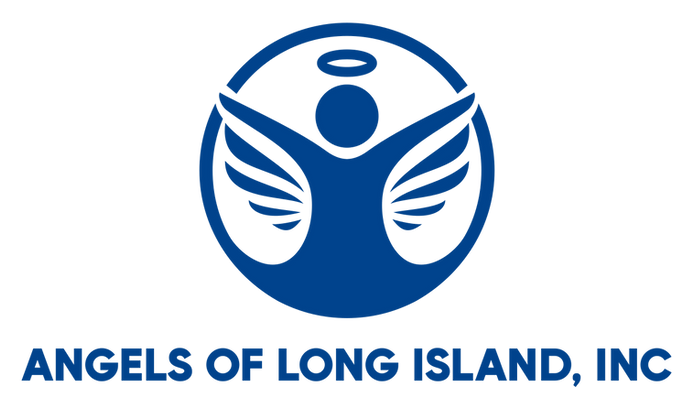 Angels of Long Island, Inc. logo with blue stylized human figure and wings