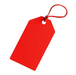 Yellow blank tag with black string attached.