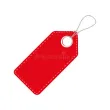 Blue price tag with black string.