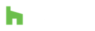 Green geometric house logo.