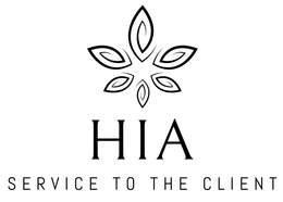 Logo for HIA: stylized cannabis leaf above the letters "HIA", with "SERVICE TO THE CLIENT" below.