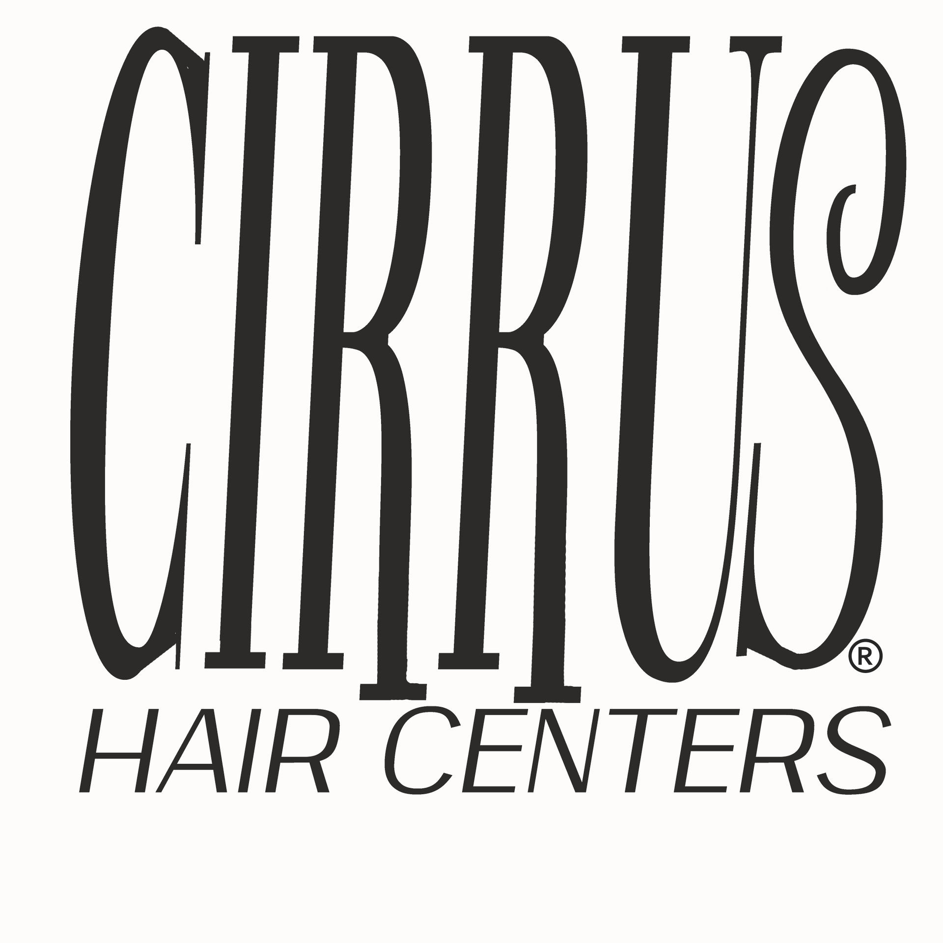 A black and white logo for cirrus hair centers