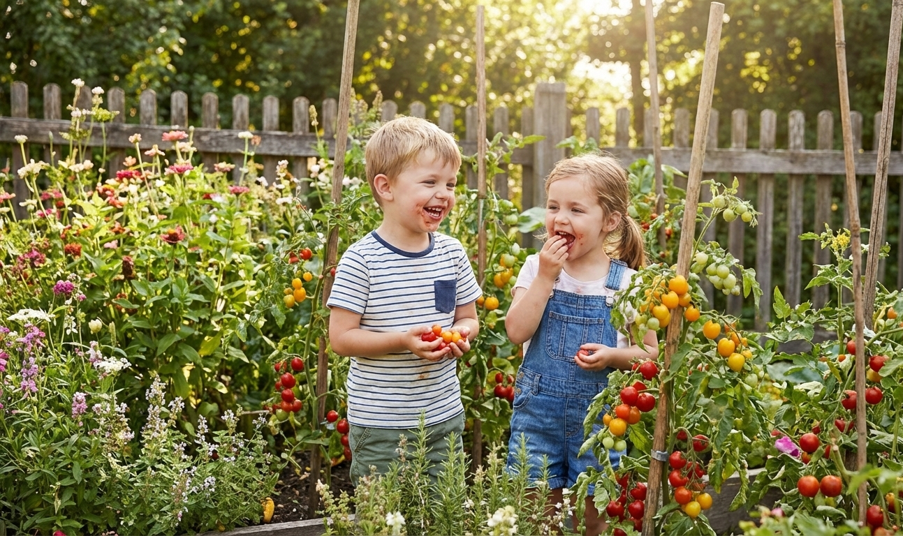 Het met de hand verwijderen van een uitloper van een tomatenplant in een kas.