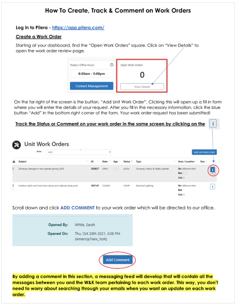 Pilera® Help White & Katzman Property Management Resources