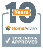The home advisor logo is screened and approved for 10 years.