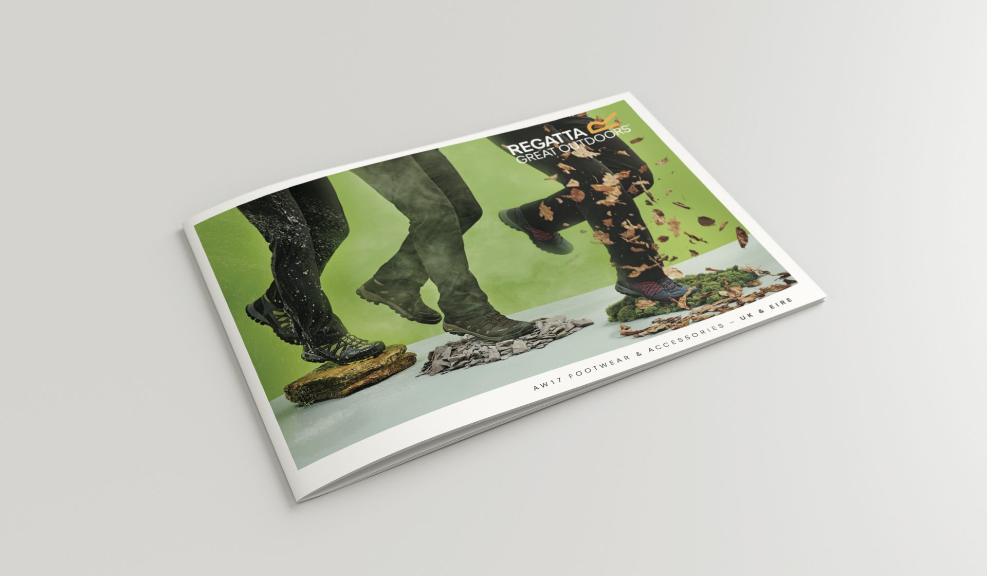 Open book with a colorful illustration of trees and animals on a white background