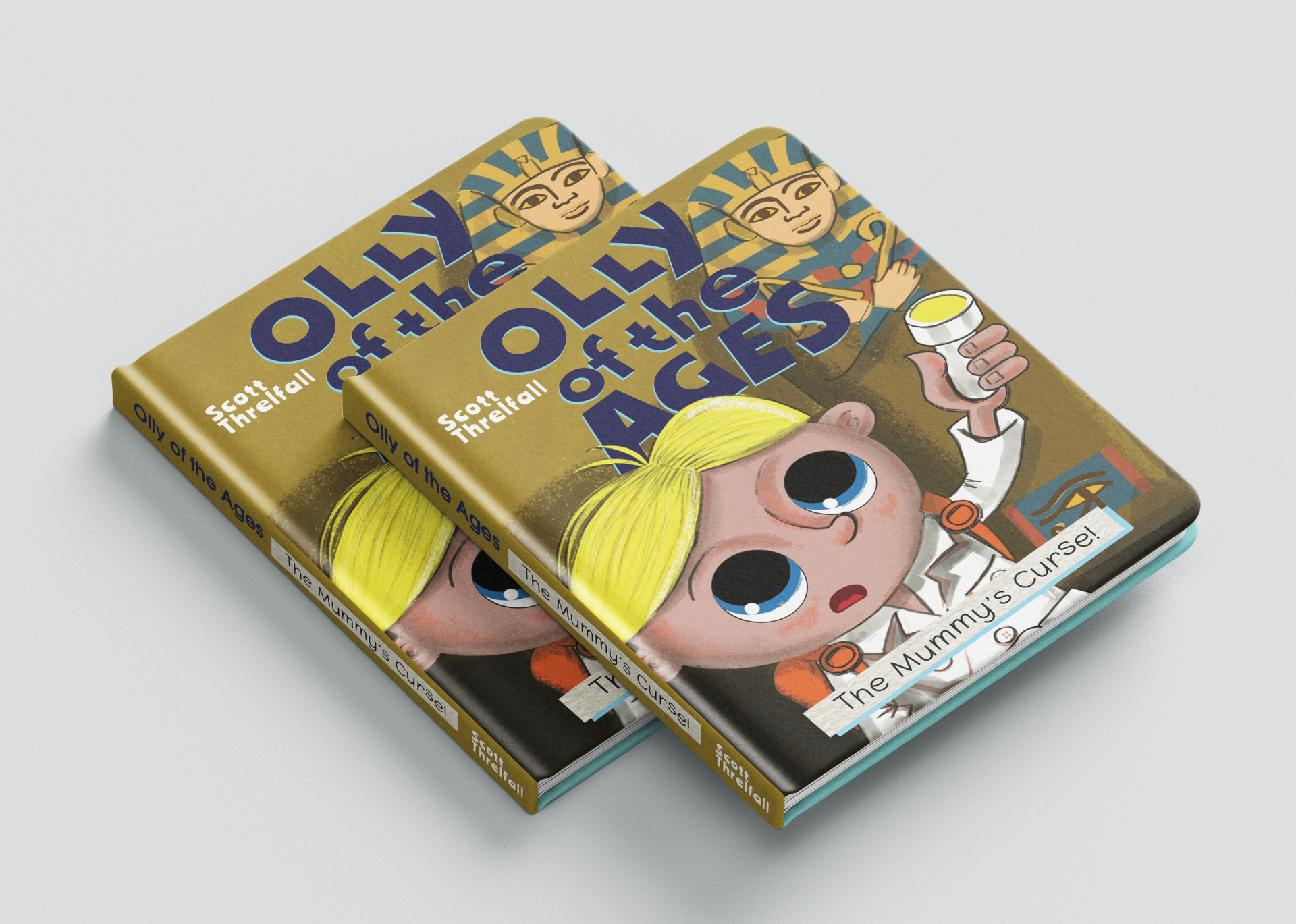 Two colorful OLLY gummy vitamin boxes with a cartoon character on the front and a yellow label