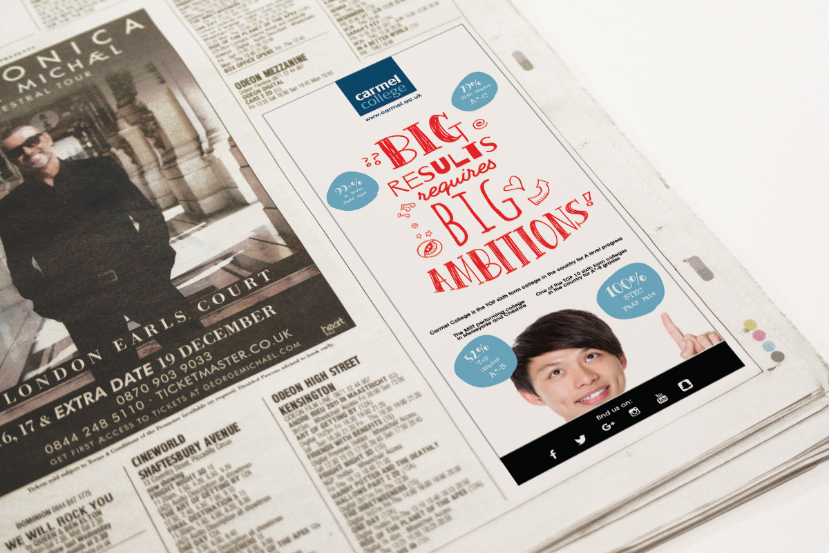 Open magazine spread with a portrait on the left and a profile layout with text and a headshot on the right.