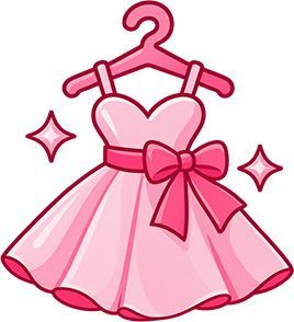 Pink dress on a hanger with a bow and sparkles
