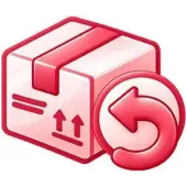 Pink package with a return arrow icon, indicating shipping or parcel return