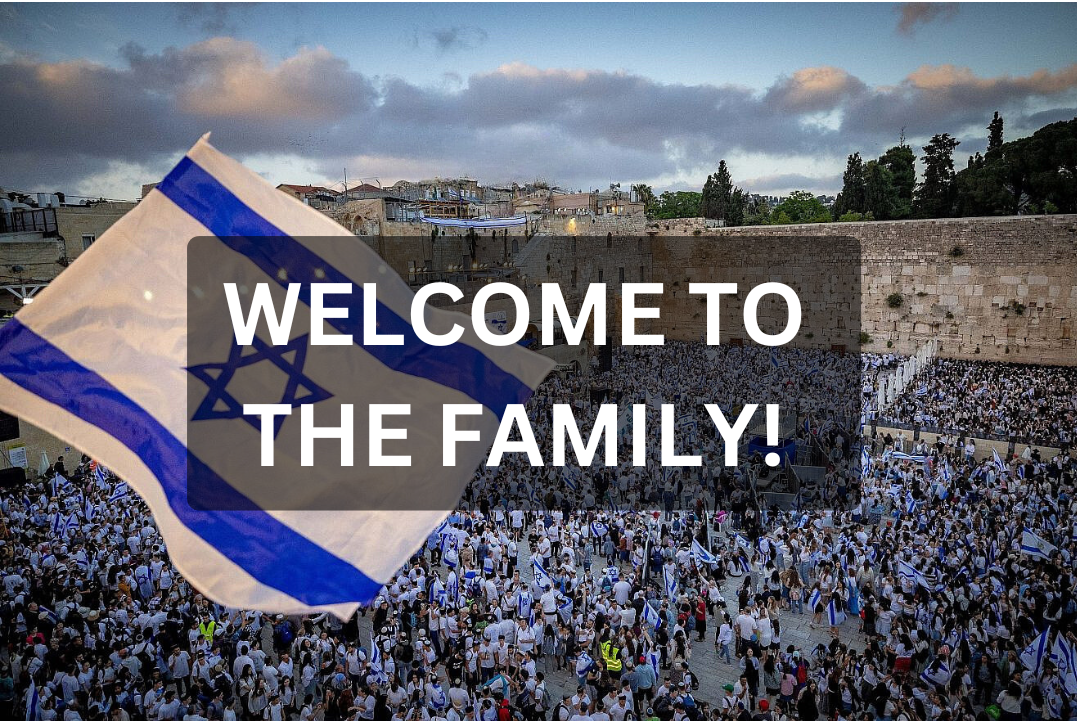 Israeli flag waving with