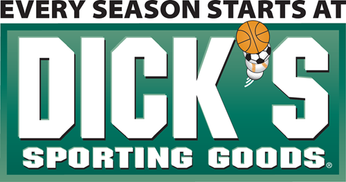 Dick's Sporting Goods logo with “Every season starts at” tagline on green background