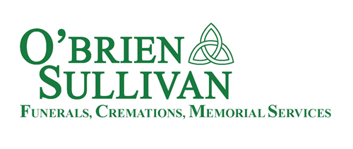 O'Brien Sullivan logo in green with Celtic knot and “Funerals, Cremations, Memorial Services” text