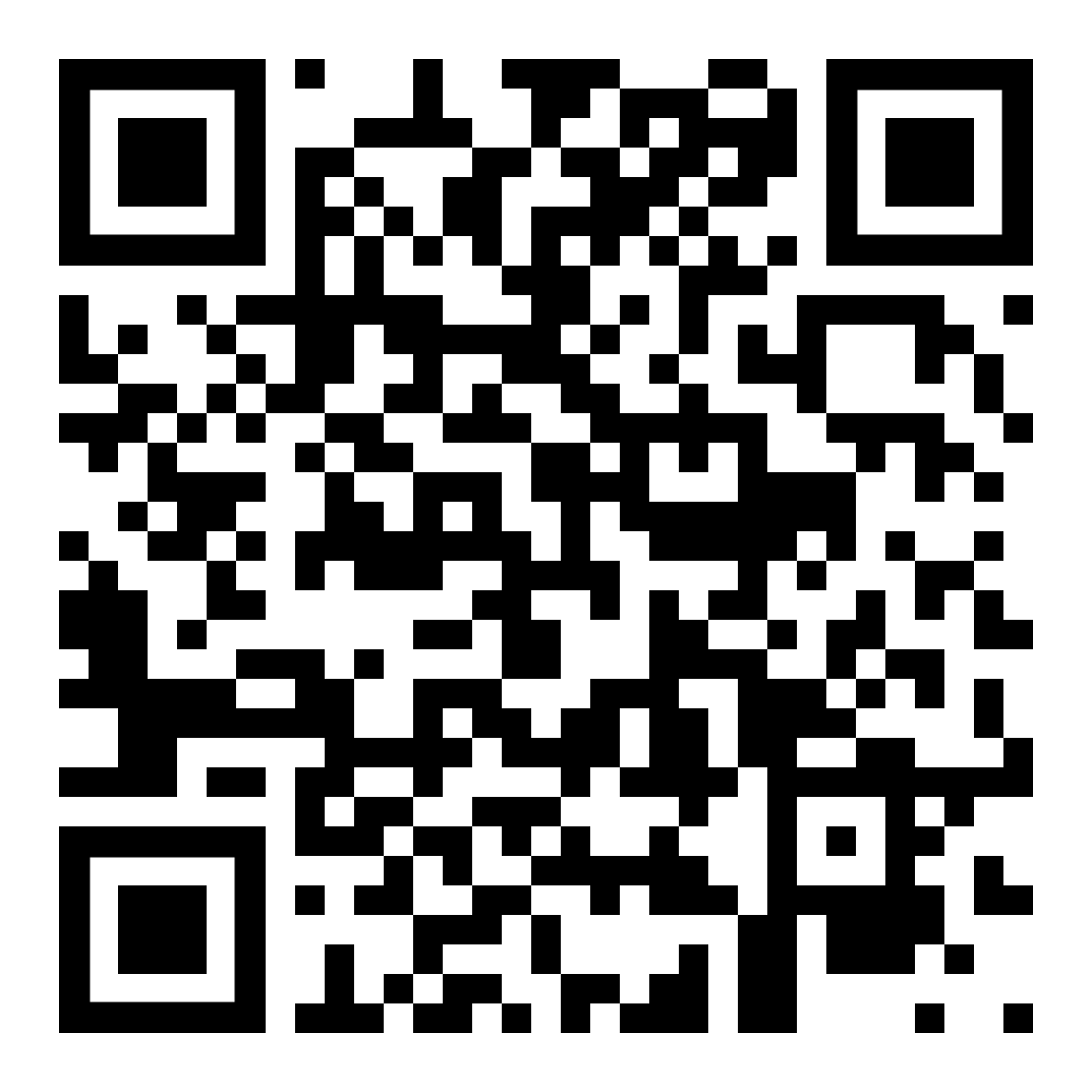 Black-and-white QR code with an asterisk-like symbol in the center