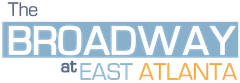 Logo reading &ldquo;The Broadway at East Atlanta&rdquo; in blue, white, and orange.