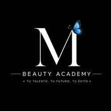 A logo for a beauty academy with a butterfly and lipstick.