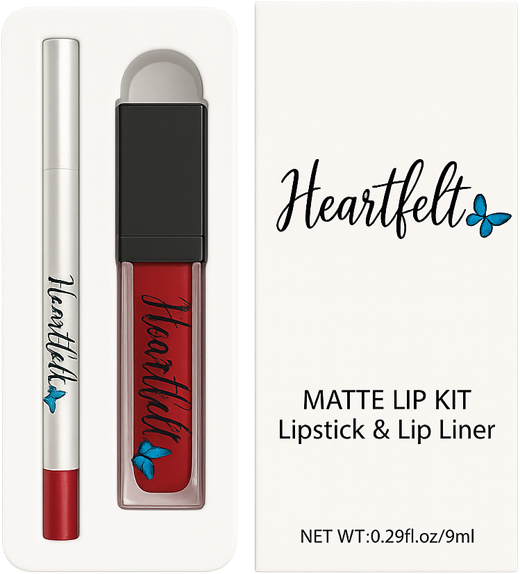 It is a matte lip kit with a lipstick and lip liner.
