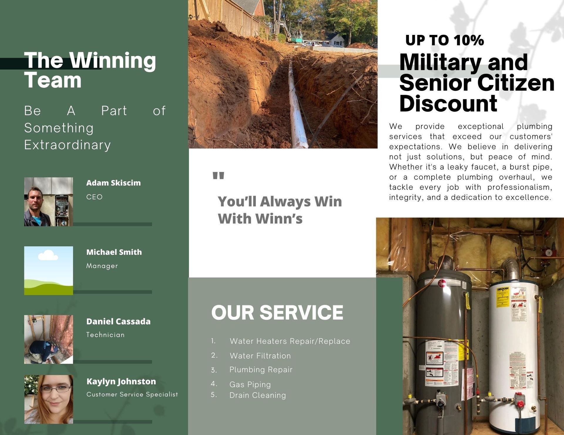 Plumbing services brochure. Plumbing services brochure.