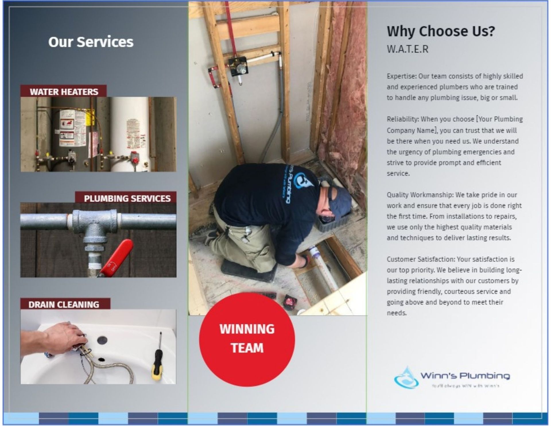 Plumbing services brochure.