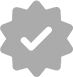 Gray seal or badge icon with a white check mark