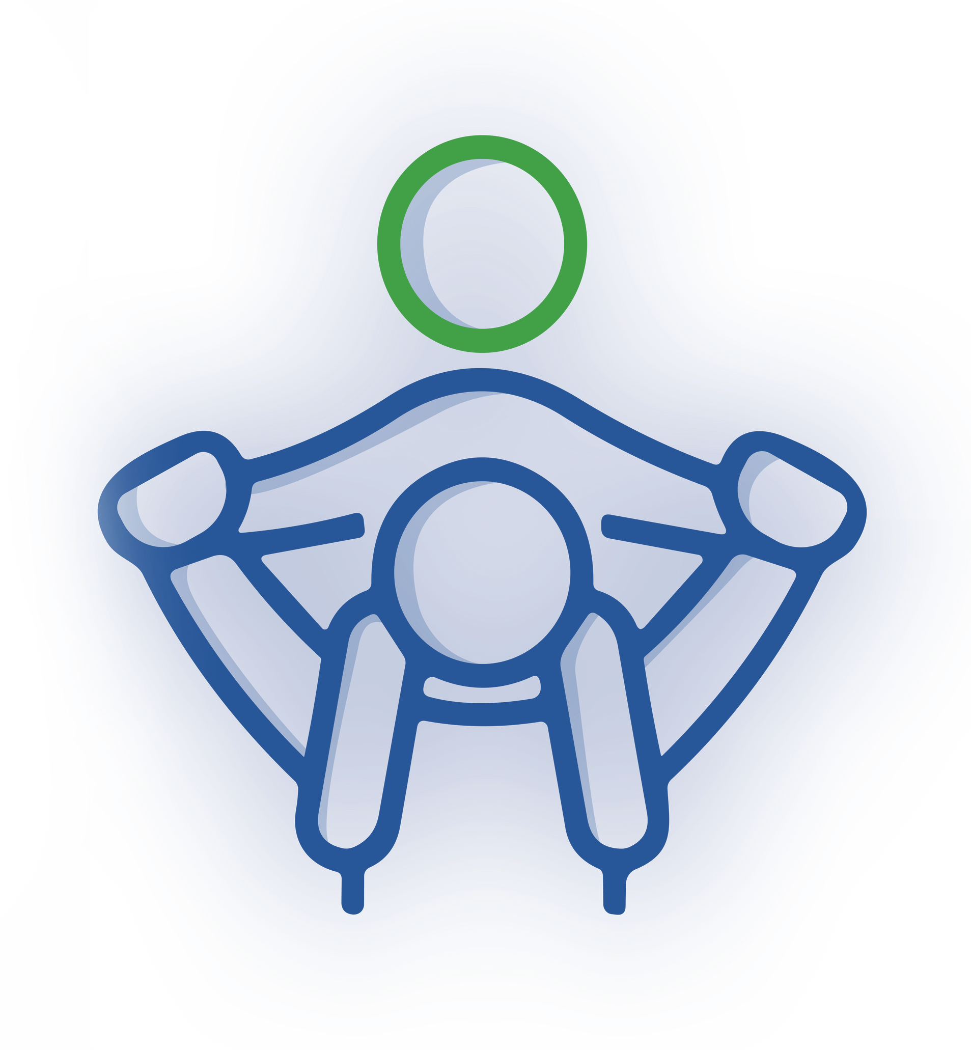 A stylized icon of a person sitting on a motorcycle, seen from behind, with a green circular accent above their head.