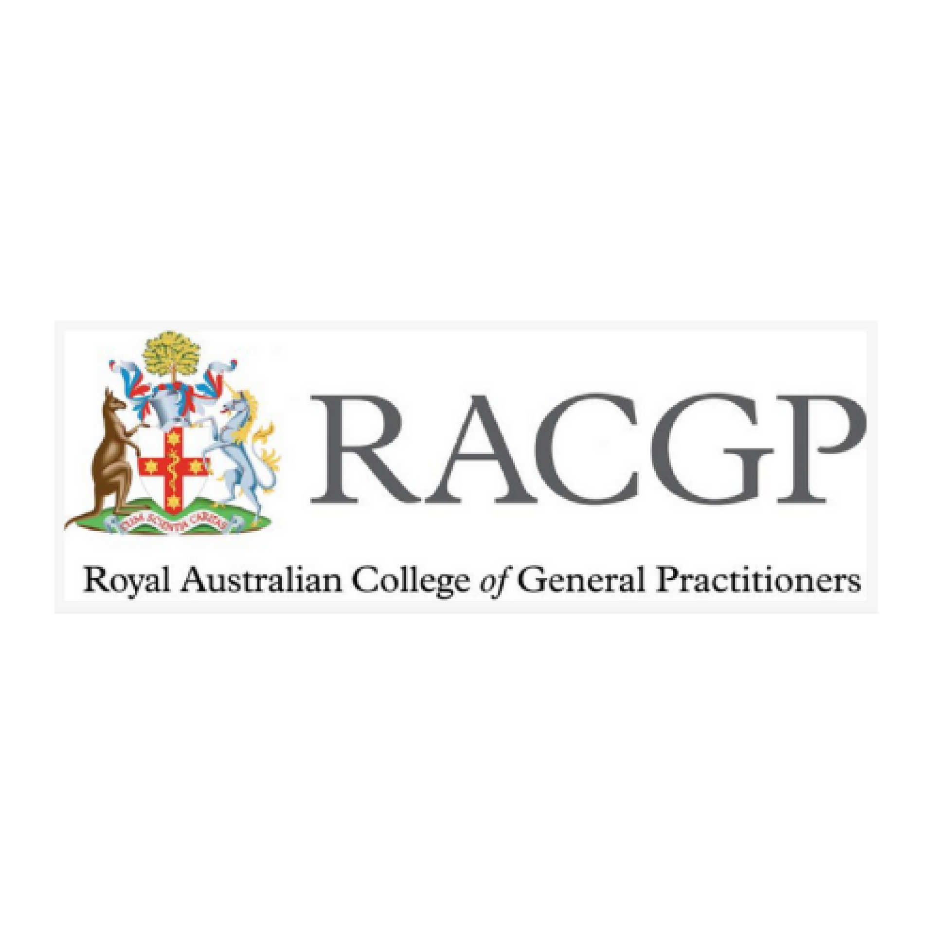 The logo of the Royal Australian College of General Practitioners (RACGP), featuring its coat of arms and company name.