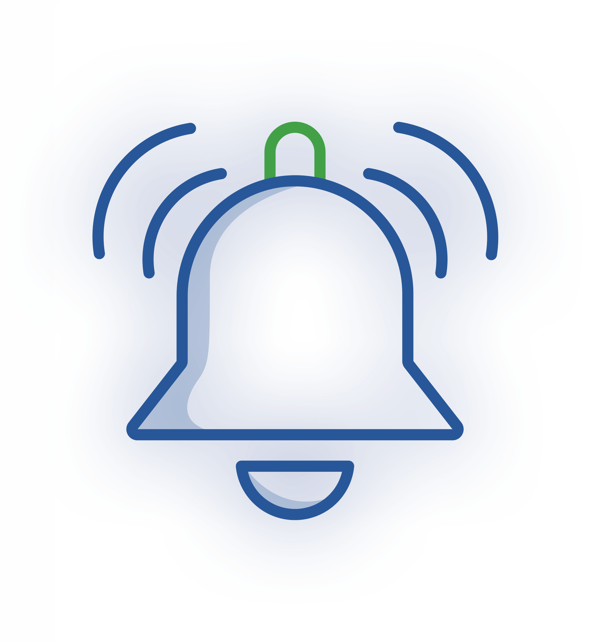 A blue bell icon with a small green top, symbolizing a notification or alert.