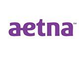 The purple Aetna company logo on a white background.