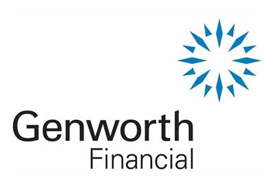The Genworth Financial logo features the company name in black text next to a blue, star-like icon of radiating shapes.