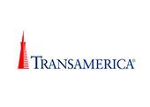 The Transamerica logo featuring its signature red pyramid icon next to the company name in dark blue text.