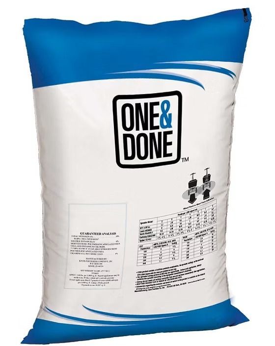 Blue-and-white ONE&DONE product bag with nutrition facts label on the front.