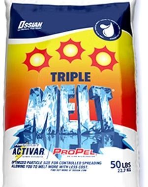 Bag of Ossian Triple Malt feed, yellow and blue with bold red accents, labeled 50 lbs.
