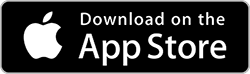 Apple App Store download badge on black background with white Apple logo and text